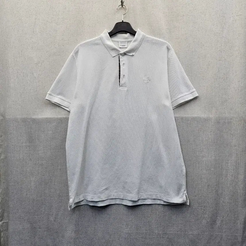 [BUNJANG] Burberry White Logo Short Sleeve Polo Shirt / 버버리 화이트 로고 반팔 카라티 (443