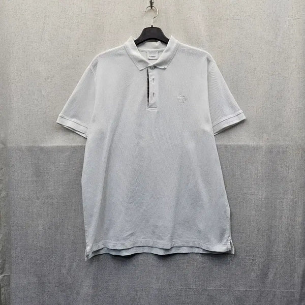 [BUNJANG] Burberry White Logo Short Sleeve Polo Shirt / 버버리 화이트 로고 반팔 카라티 (443