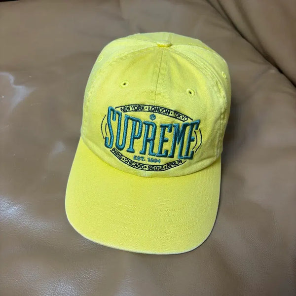 [BUNJANG] Supreme 6-Panel Ball Cap Warm-Up Yellow 23FW / 슈프림 6패널 볼캡 모자 웜업 옐로우 23FW