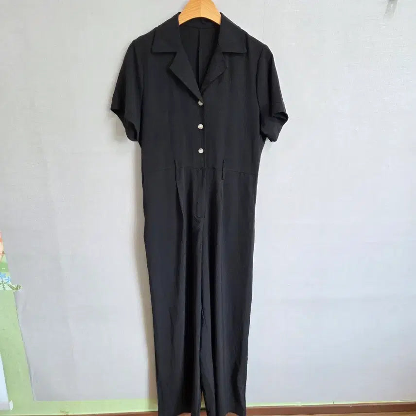 [BUNJANG] Women's Black Short-Sleeve Collar Jumpsuit / 여성 블랙 반팔 카라 점프수트 F JJ3388