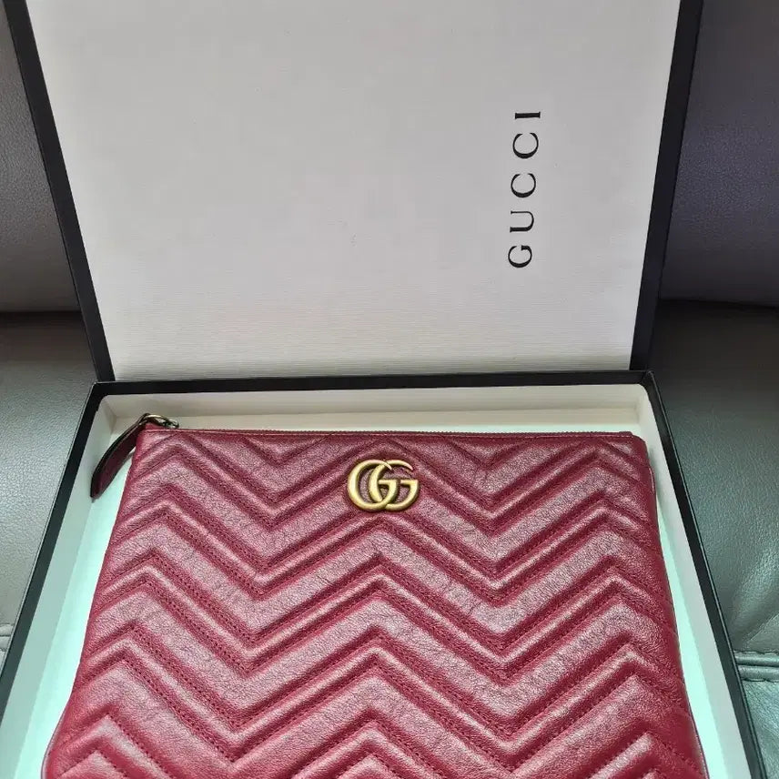 [BUNJANG] Gucci Mamont Wine Color Leather Clutch Bag / 구찌