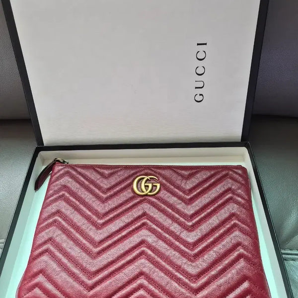 [BUNJANG] Gucci Mamont Wine Color Leather Clutch Bag / 구찌