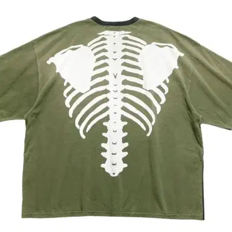 [BUNJANG] Kapital Cotton Sitting Two-Tone Big Pocket Bone T-Shirt Black Khaki Size 3 / 캐피탈 코튼 시팅 투톤 빅 포켓 본 티셔츠 블랙 카키 3사이즈 새상품