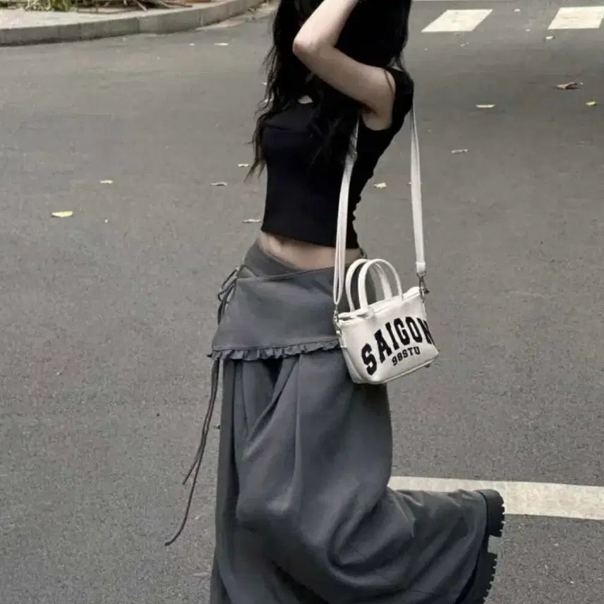 [BUNJANG] Notshop Layered Wide Pants / 에이블리 놋샵 레이어드 와이드팬츠