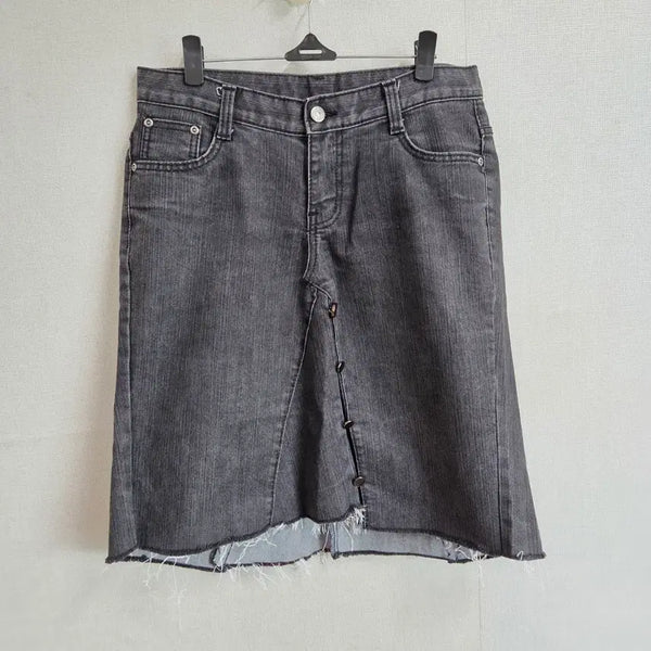 [BUNJANG] Women's Button-Detail Denim Skirt / 여성 데님 청치마 버튼 포인트 28 JJ3398
