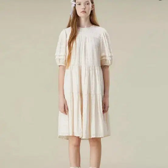 [BUNJANG] Thursday Island Voluminous Sleeve Mini Dress Ivory / 써스데이아일랜드 볼륨소매미니원피스