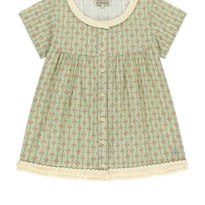 [BUNJANG] Coyseio Shirring Fringe Blouse Light Green Size 2 / coyseio 코이세이오 프린지 셔링 블라우스 라이트 그린 2사이즈