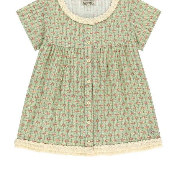 [BUNJANG] Coyseio Shirring Fringe Blouse Light Green Size 2 / coyseio 코이세이오 프린지 셔링 블라우스 라이트 그린 2사이즈