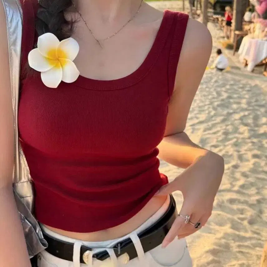 [BUNJANG] Women's Buoyant Breast Removal Red Camisole / 부유방 삭제 레드 나시
