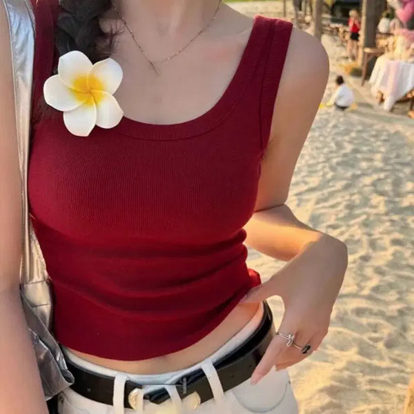 [BUNJANG] Women's Buoyant Breast Removal Red Camisole / 부유방 삭제 레드 나시