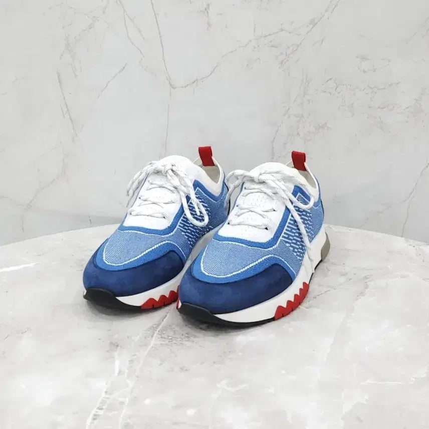 [BUNJANG] Hermès Addict Sneakers Blanc / Blue Jean / 39.5 / 에르메스 어딕트 스니커즈 블루진