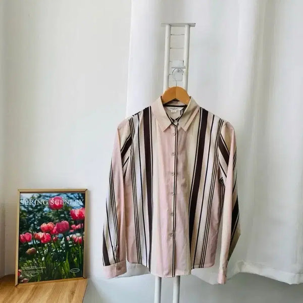 [BUNJANG] Ayzbabbar Modern Stripe Blouse (Size 55-66) / 아이잗바바 모던 스트라이프 블라우스 55-66