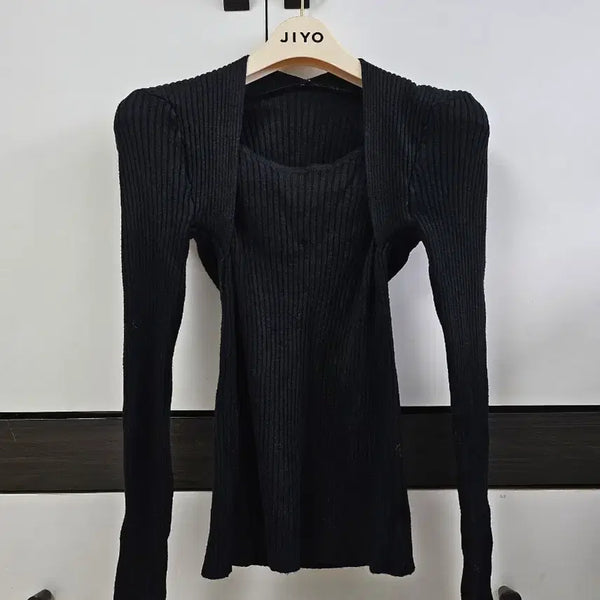 [BUNJANG] Black Ribbed Knit / 블랙 골지 니트