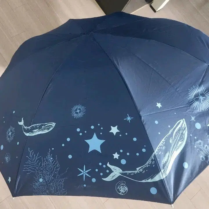 [BUNJANG] Whale Star Pattern Sun Umbrella Navy / 고래별 패턴 양산 네이비