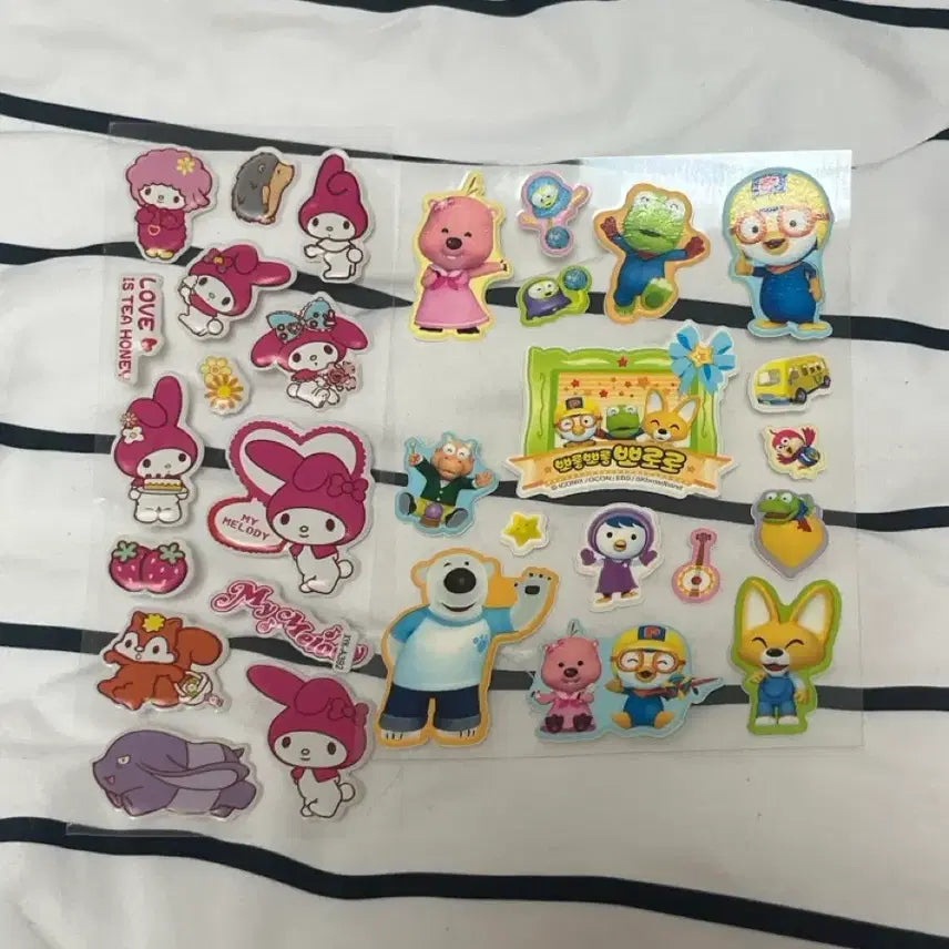 [BUNJANG] Pororo and My Melody Sticker Set (2 Types) / 뽀로로 캐릭터 마이멜로디 스티커 2종 세트