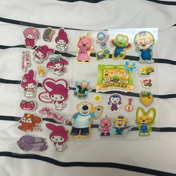 [BUNJANG] Pororo and My Melody Sticker Set (2 Types) / 뽀로로 캐릭터 마이멜로디 스티커 2종 세트