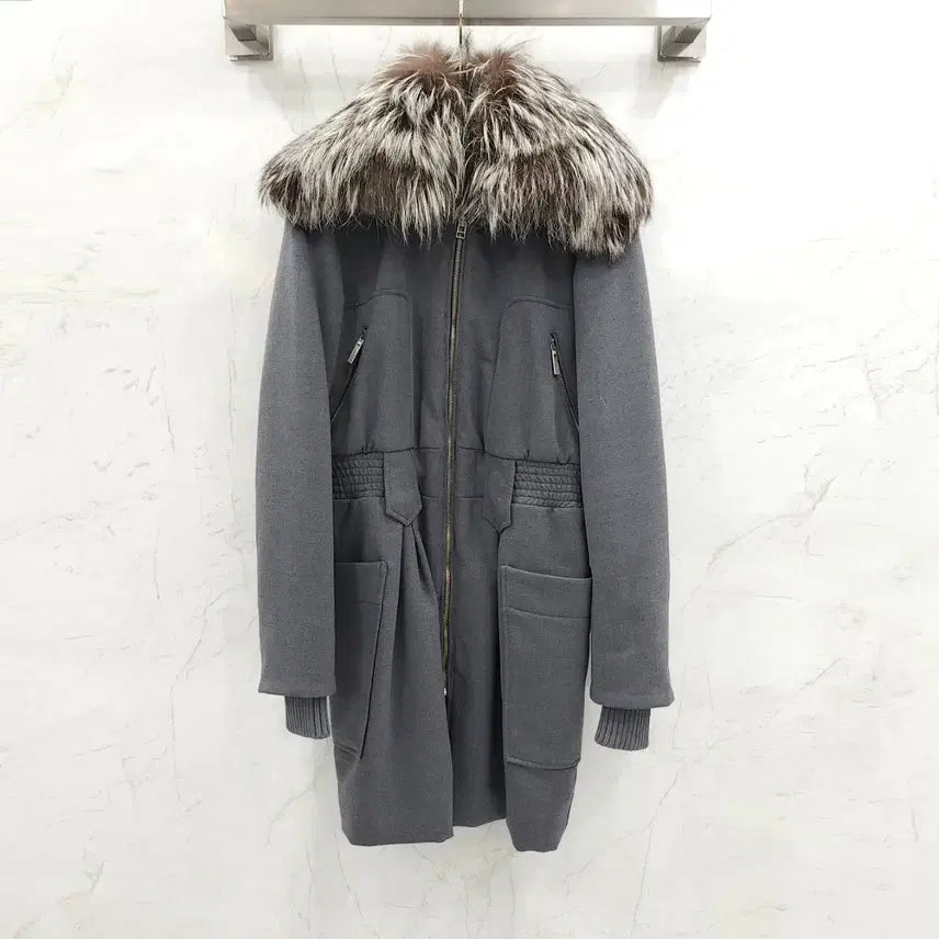 [BUNJANG] Dior Grey Silver Fur Long Padding Jumper Size 40 / 40 / 디올 그레이 실버퍼 롱 패딩 점퍼
