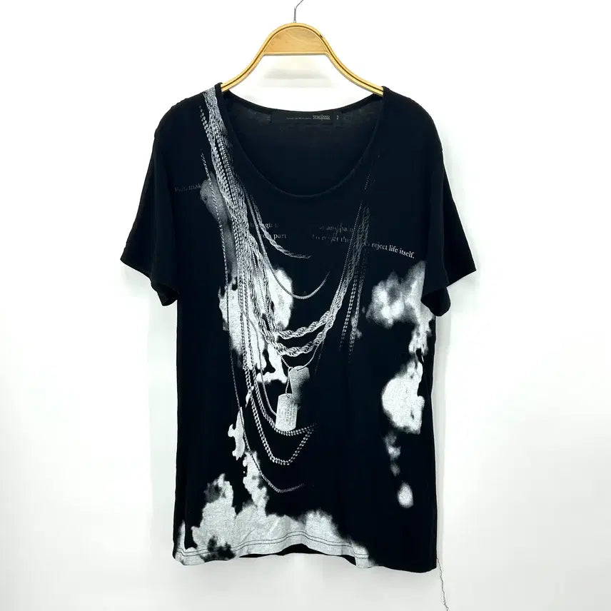 [BUNJANG] Schlussel Chain Printing Short-Sleeve T-Shirt / [Schlussel] 슈리셀 체인 프린팅 반팔티셔츠