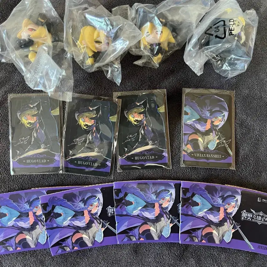 [BUNJANG] Zenless Zone Zero The Venti Collaboration Hugo & Bo Staff Figure Set with Photocards and Cup Holders / 젠레스 존 제로(젠존제) 더벤티 콜라보 휴고, 방부 피규어 및 포토카드(휴고3,비비안1), 비비안 컵홀더