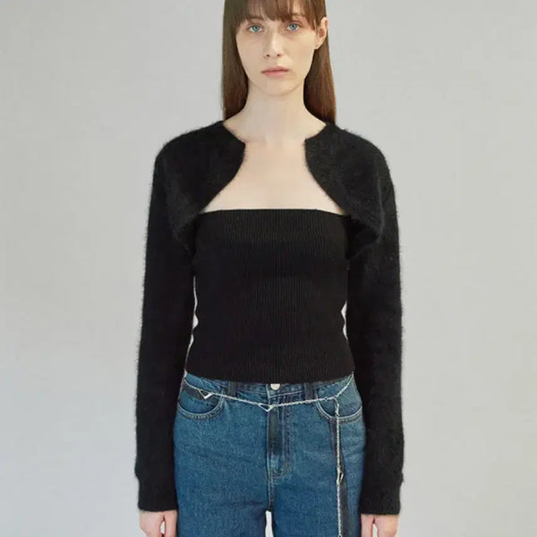 [BUNJANG] Diagonal Layered Tube Top - Black / Diagonal 레이어드 튜브탑 블랙