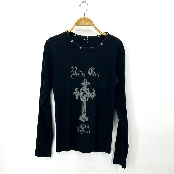 [BUNJANG] K.U.I Punk Eyelet Long Sleeve Shirt / [K.U.I] 펑크 아일렛 롱슬리브