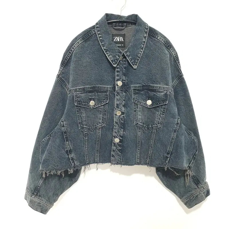 [BUNJANG] Zara Oversized Cropped Denim Jacket M / 자라 오버핏 크롭 데님 자켓 M_M3088