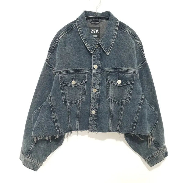 [BUNJANG] Zara Oversized Cropped Denim Jacket M / 자라 오버핏 크롭 데님 자켓 M_M3088
