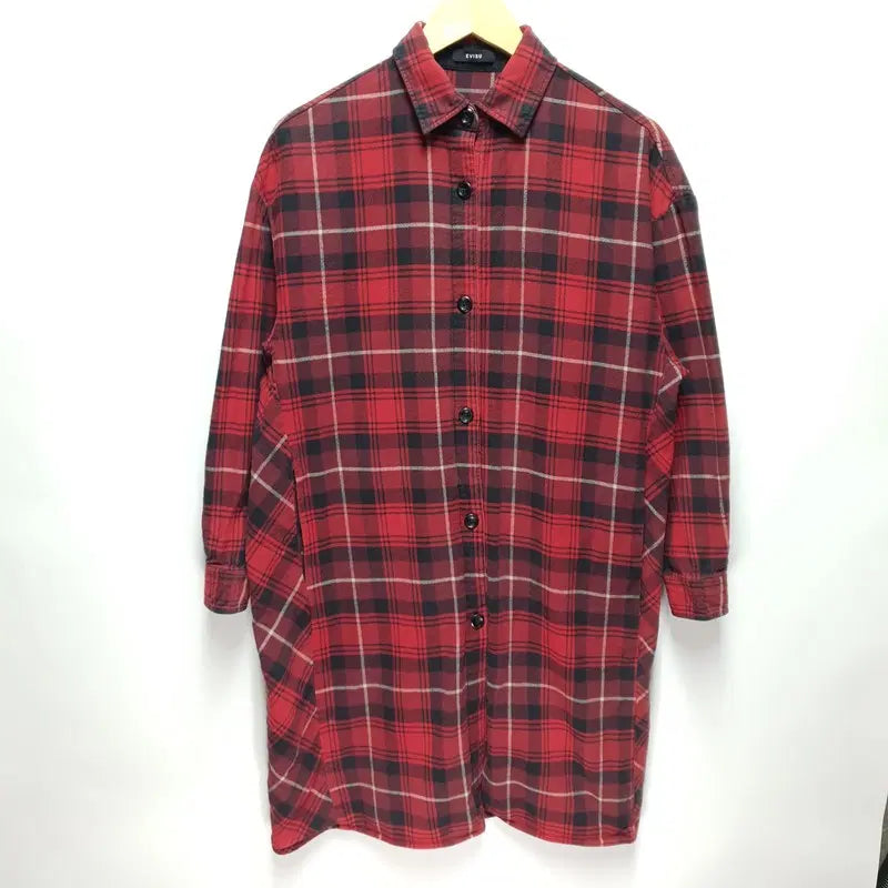 [BUNJANG] Evisu Check Long Shirt / 에비수 체크 남방 롱 셔츠