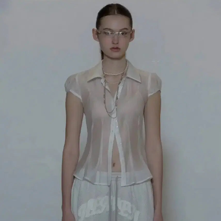 [BUNJANG] Sculptor Sheer Pleated Blouse / 스컬프터 sheer pleated 블라우스 L