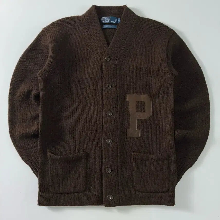 [BUNJANG] Polo Ralph Lauren Wool Letterman Knit Cardigan / Polo  폴로 랄프로렌 울 레터맨 브라운 니트 가디건