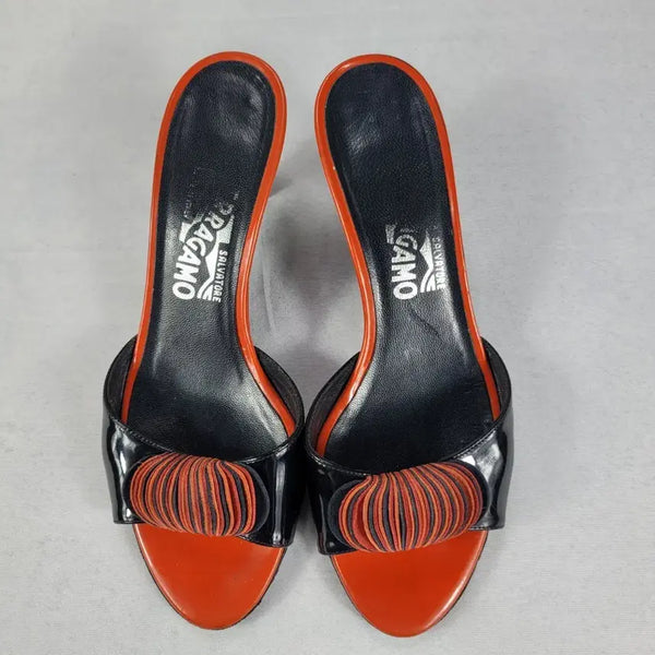 [BUNJANG] Salvatore Ferragamo Orange & Black Mule Heels / 살바토레 페라가모  뮬 힐