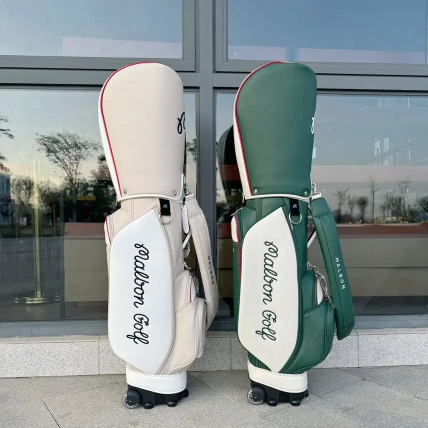[BUNJANG] Malbon Wheeled Golf Bag (Green/Beige) / (신상)바퀴형 말본 Malbon 택포 골프백 그린,베이지 새상품