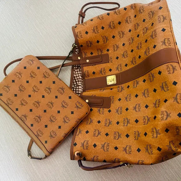 [BUNJANG] MCM Visetos Shopper Tote Bag with Pouch Set / MCM 비세토스 쇼퍼백 토트백 파우치 세트