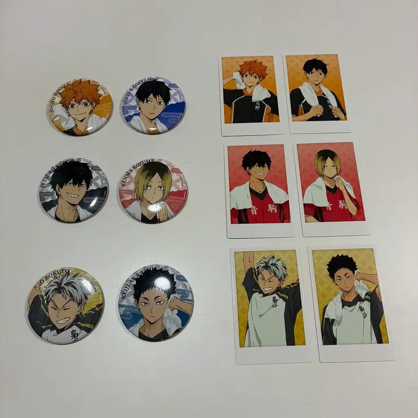 [BUNJANG] Haikyu!! RakuSupa Can Badge & Pashacard Set / 하이큐 라쿠스파 1탄 캔뱃지 파샤