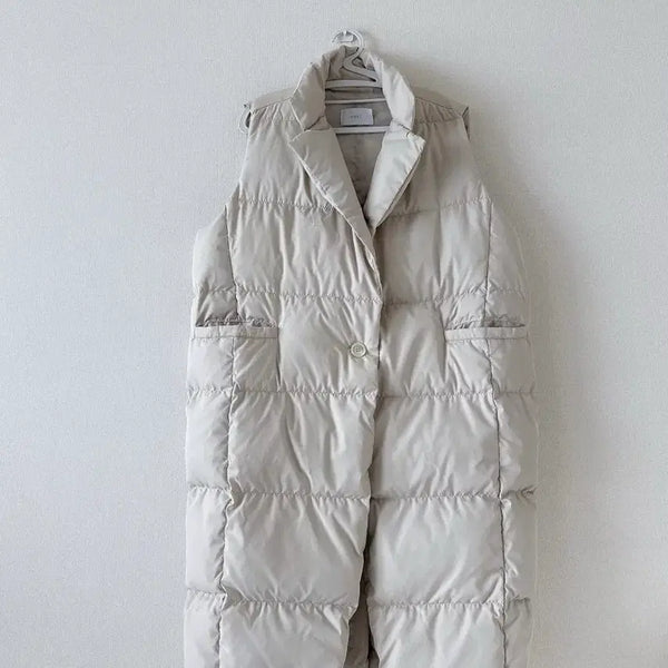 [BUNJANG] MARZ Goose Down Long Padding Vest - Ivory / [MARZ]구스다운롱패딩 조끼 아이보리