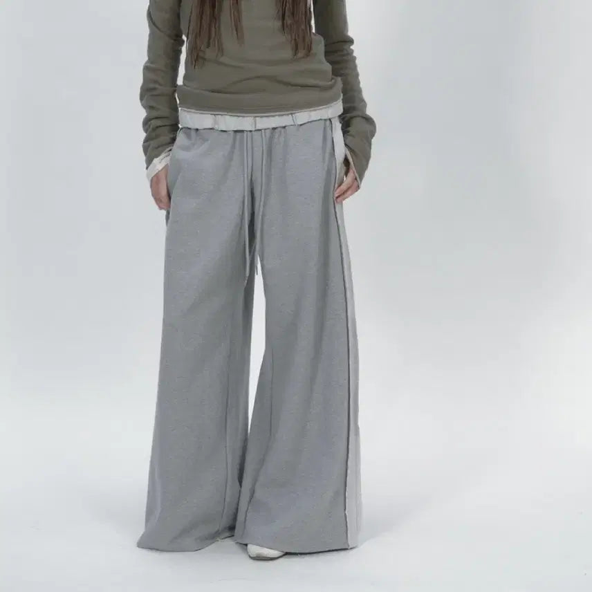[BUNJANG] Nothing Everything Wide Leg Sweatpants Mélange Gray / 낫띵에브리띵 와이드 레그 스웻팬츠 멜란지 그레이