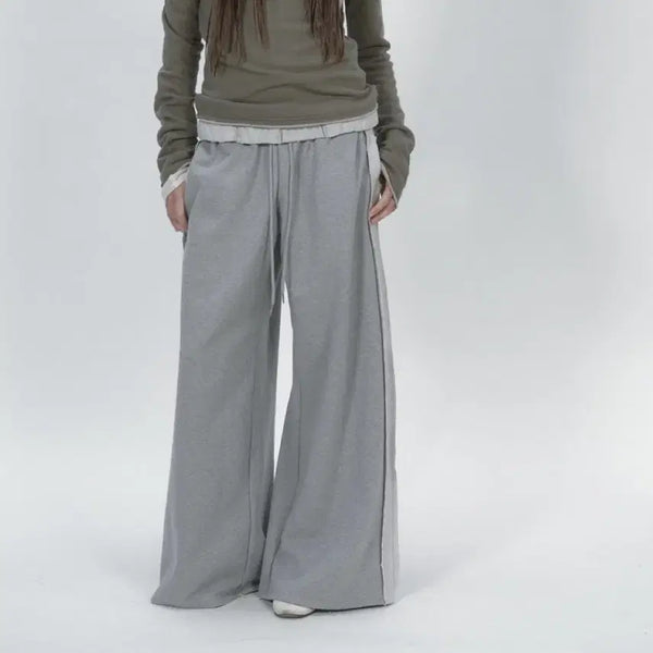 [BUNJANG] Nothing Everything Wide Leg Sweatpants Mélange Gray / 낫띵에브리띵 와이드 레그 스웻팬츠 멜란지 그레이