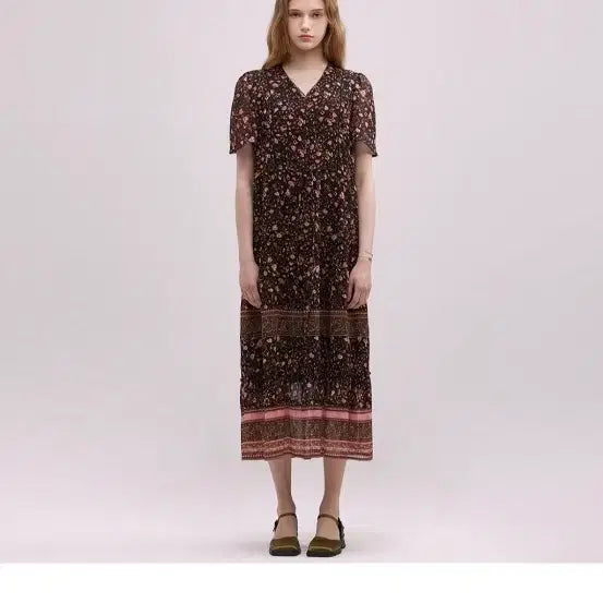 [BUNJANG] Thursday Island Border Point Chiffon Long Dress / 써스데이아일랜드 보더포인트쉬폰롱원피스