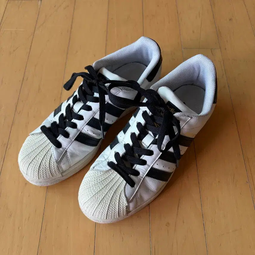[BUNJANG] Adidas Superstar White Black Shoes (255) / 아디다스 슈퍼스타 화이트 블랙 (255)