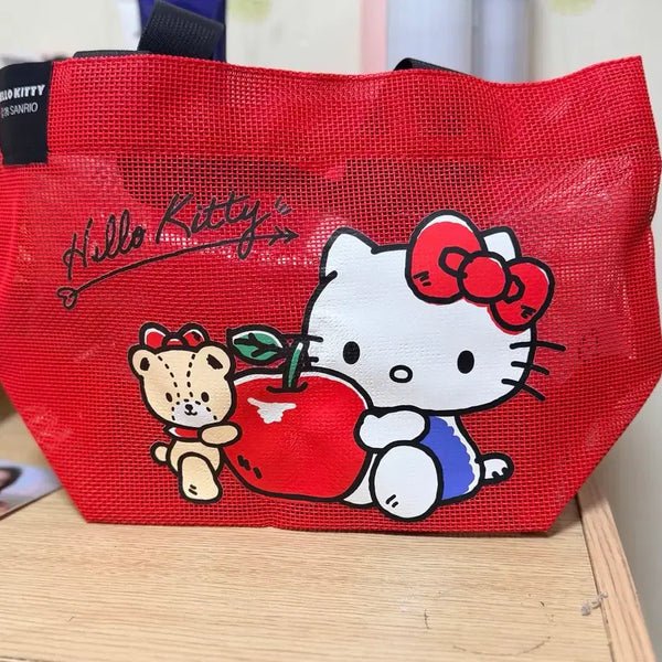 [BUNJANG] Hello Kitty Red Mesh Tote Bag / 헬로키티 빨간색 메쉬 토트백