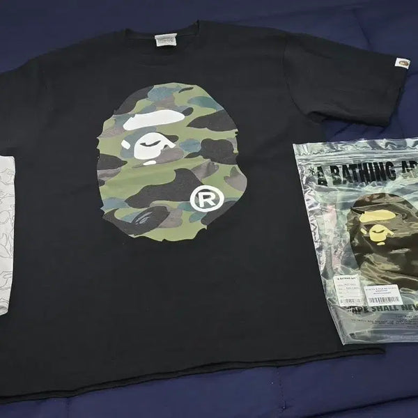[BUNJANG] Bape First Camo Big Ape Head T-Shirt Black Green / 베이프 퍼스트 카모 빅 에이프 헤드 티셔츠 블랙 그린(s급)