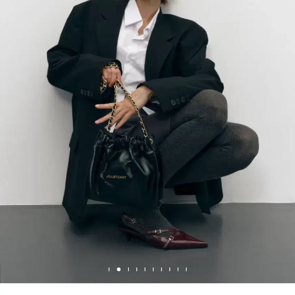 [BUNJANG] Jill Stuart Black Drawstring Chain Shoulder Bag S / 질스튜어트 드로우스트링 체인숄더백 s
