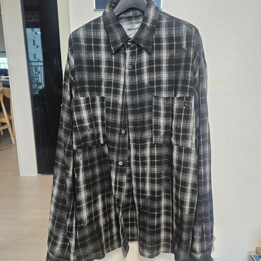 [BUNJANG] NOMENUEL O.D Check Shirt Black / 노메뉴얼 o.d check shirt 체크 셔츠 블랙