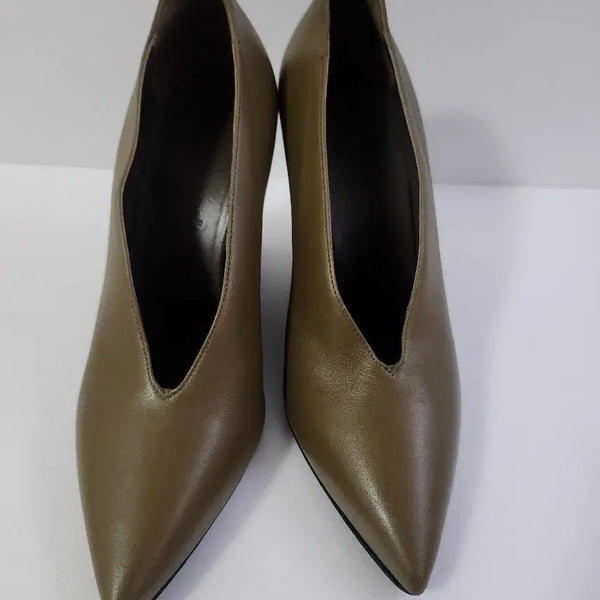 [BUNJANG] Hermès Olive Calf Leather Wedge Heels / 에르메스 카프레더 웨지힐 올리브
