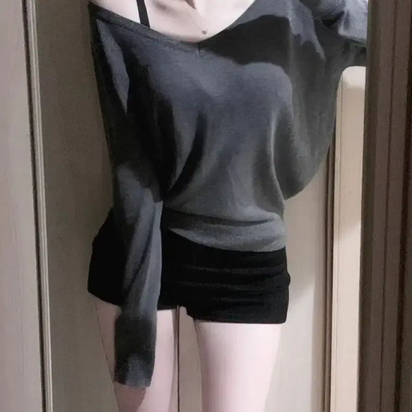 [BUNJANG] Viscose Deep V-Neck Knit / 비스코스 딥브이 니트