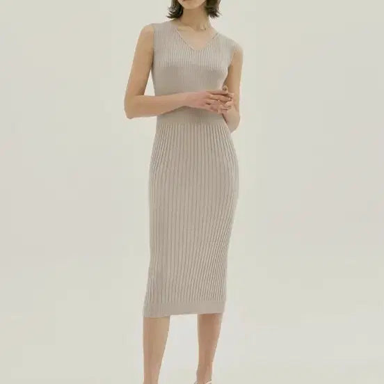 [BUNJANG] S cie Elise Ribbed Dress Stone Grey / 시에 엘리제 리브드 드레스