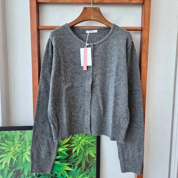 [BUNJANG] lettera Super Fine Wool Basic Round Cardigan - Grey / (새상품)lettera 슈퍼파인울 기본 라운드가디건. 그레이