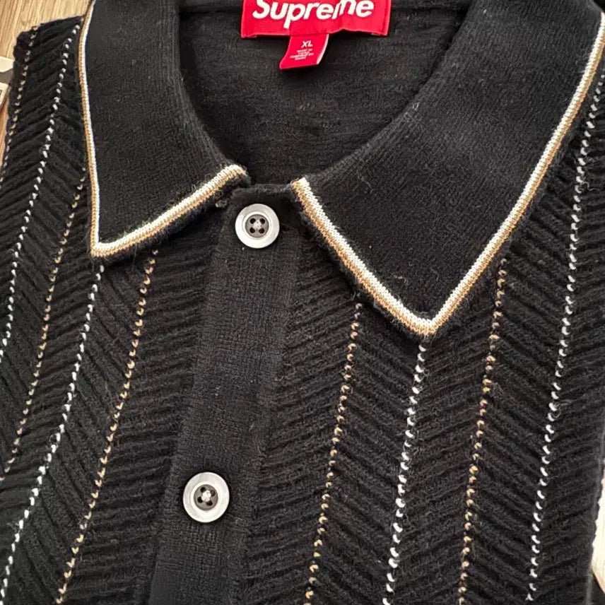 [BUNJANG] Supreme Herringbone Stripe Cardigan Black XL / [새제품] 슈프림 헤링본 스트라이프 가디건 블랙 XL