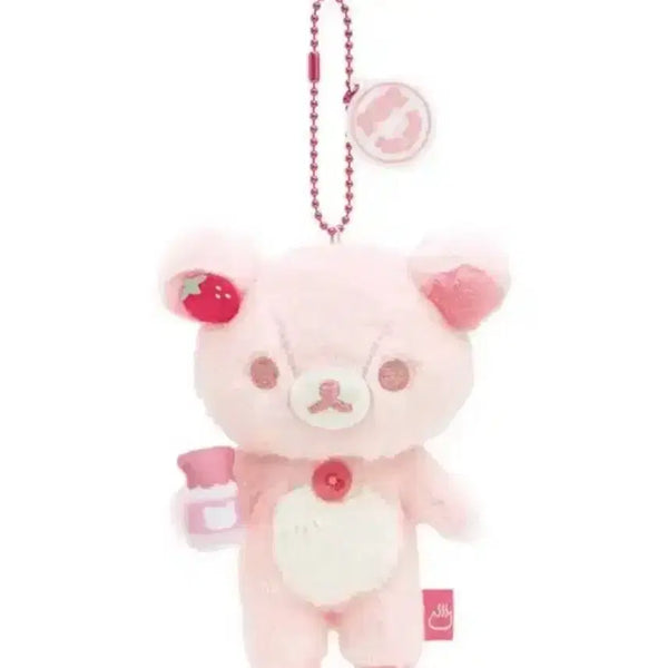 [BUNJANG] Rilakkuma Strawberry Milk Bath Mascot Doll Keychain / 코리락쿠마 딸기우유 목욕탕 마스코트 인형
