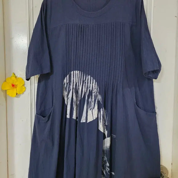 [BUNJANG] Navy Cotton Long Dress / 여름  요즘유행하는  고급스러운 디자인이쁜  면 롱원피스  77반까지
